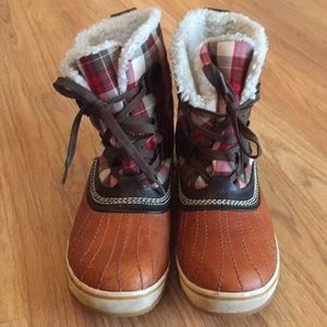 SOREL Tivoli Plaid Waterproof Lace Up Ankle Boots